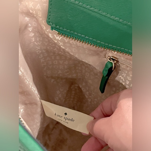 KATE SPADE Newbury Lane Caining Romy Green Perforated Leather Shoulder Satchel - Picture 7 of 17